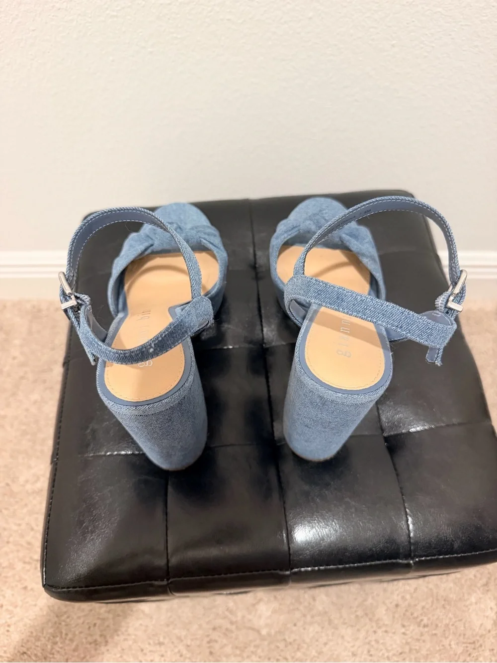 Gianni Bini Denim Blue Knotted Platform Sandals